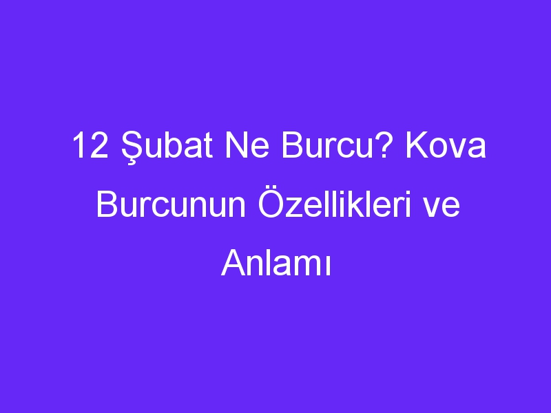 12 Şubat Ne Burcu? Kova Burcunun Özellikleri ve Anlamı