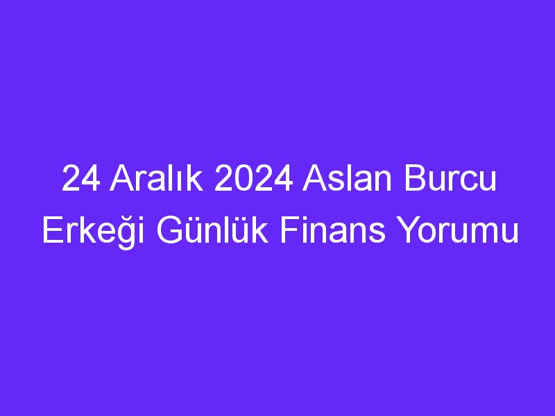 24 Aralık 2024 Aslan Burcu Erkeği Günlük Finans Yorumu