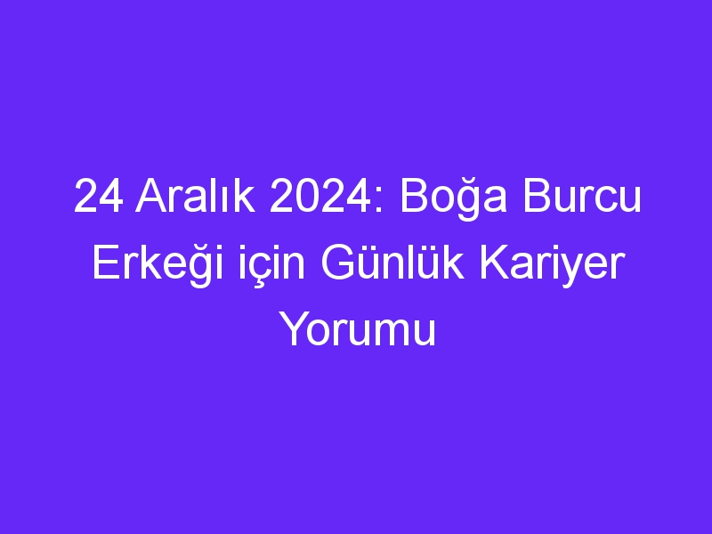 24 Aralık 2024: Boğa Burcu Erkeği için Günlük Kariyer Yorumu