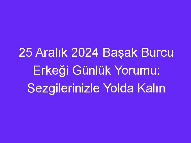 25 Aralık 2024 Başak Burcu Erkeği Günlük Yorumu: Sezgilerinizle Yolda Kalın