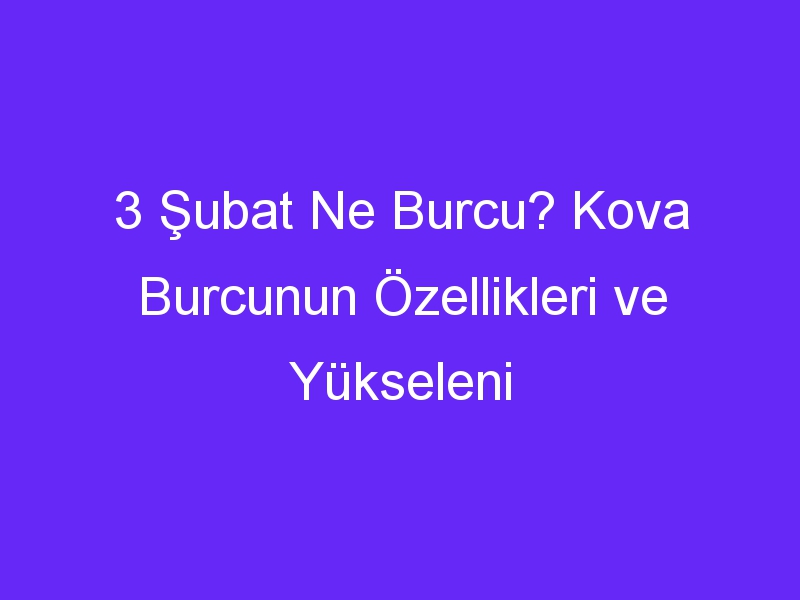 3 Şubat Ne Burcu? Kova Burcunun Özellikleri ve Yükseleni