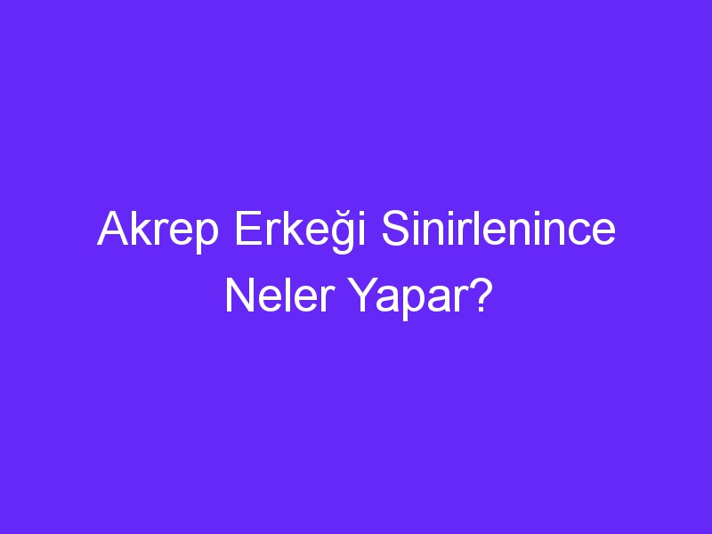 Akrep Erkeği Sinirlenince Neler Yapar?