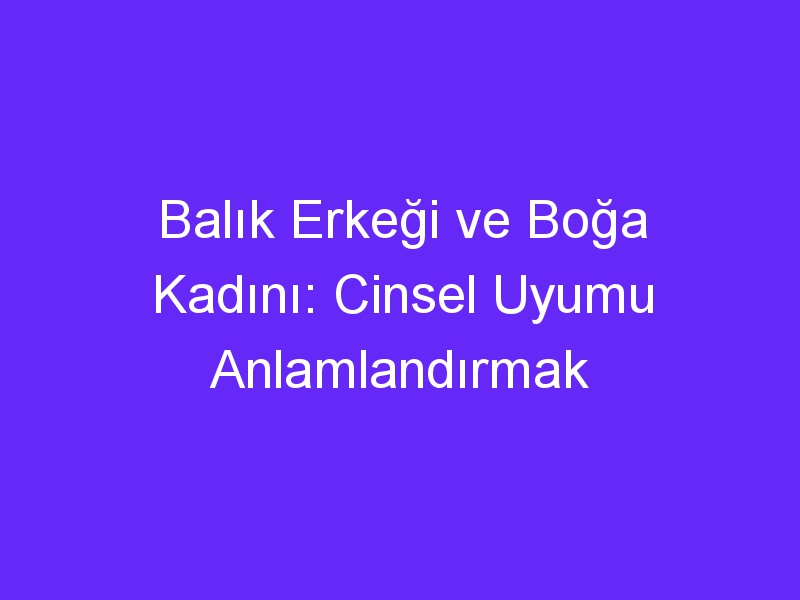 Balık Erkeği ve Boğa Kadını: Cinsel Uyumu Anlamlandırmak