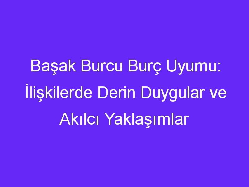 Başak Burcu Burç Uyumu: İlişkilerde Derin Duygular ve Akılcı Yaklaşımlar