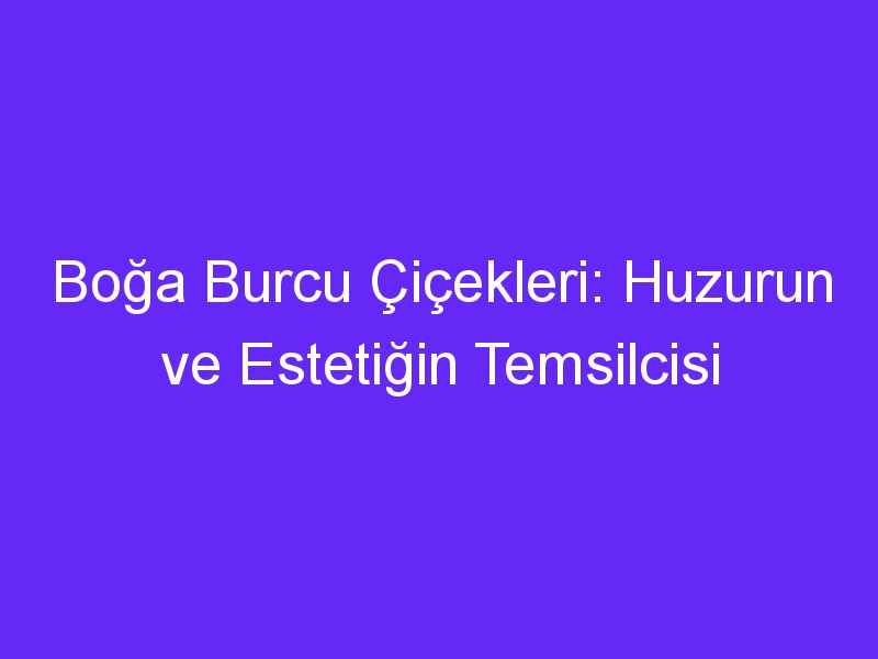 Boğa Burcu Çiçekleri: Huzurun ve Estetiğin Temsilcisi