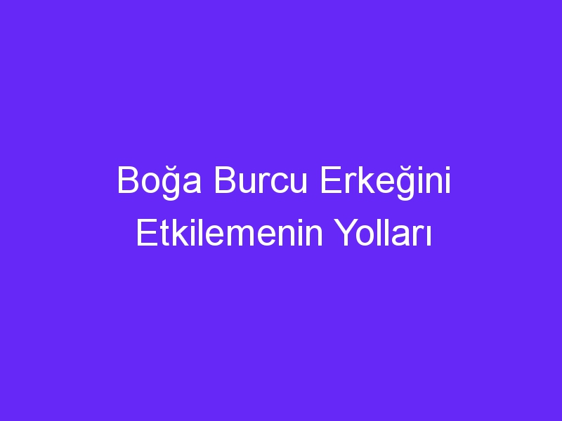 Boğa Burcu Erkeğini Etkilemenin Yolları