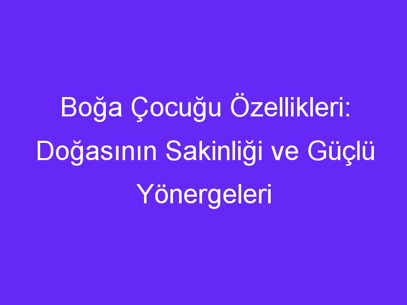 Boğa Çocuğu Özellikleri: Doğasının Sakinliği ve Güçlü Yönergeleri