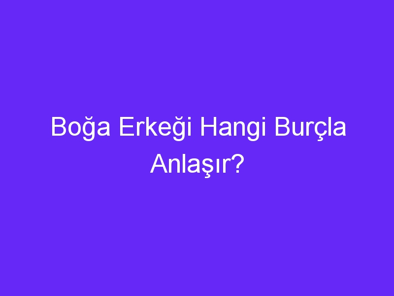 Boğa Erkeği Hangi Burçla Anlaşır?