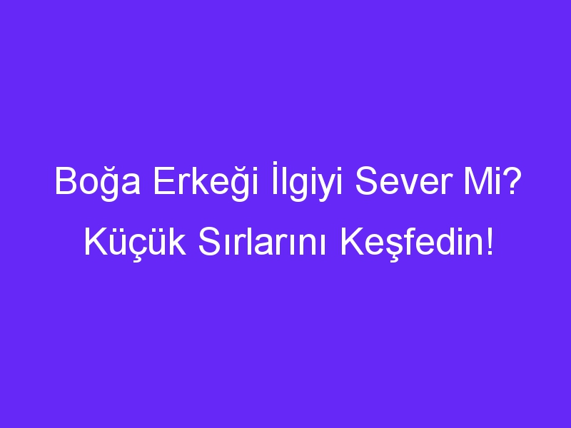 Boğa Erkeği İlgiyi Sever Mi? Küçük Sırlarını Keşfedin!