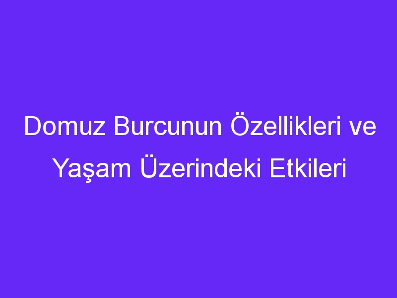 Domuz Burcunun Özellikleri ve Yaşam Üzerindeki Etkileri