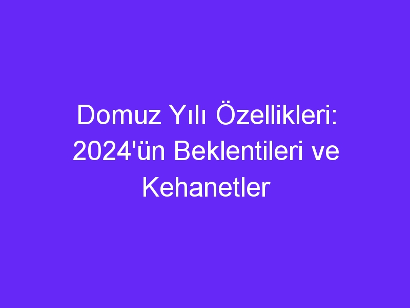 Domuz Yılı Özellikleri: 2024'ün Beklentileri ve Kehanetler