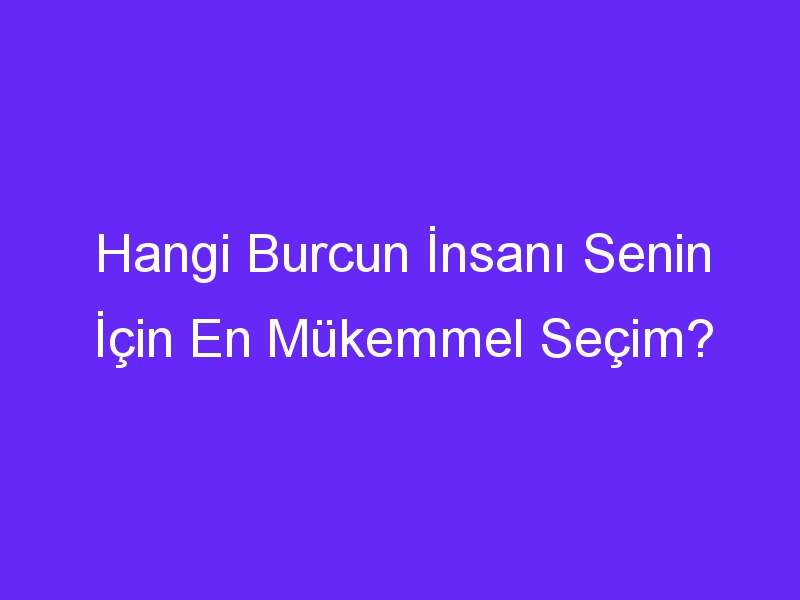 Hangi Burcun İnsanı Senin İçin En Mükemmel Seçim?