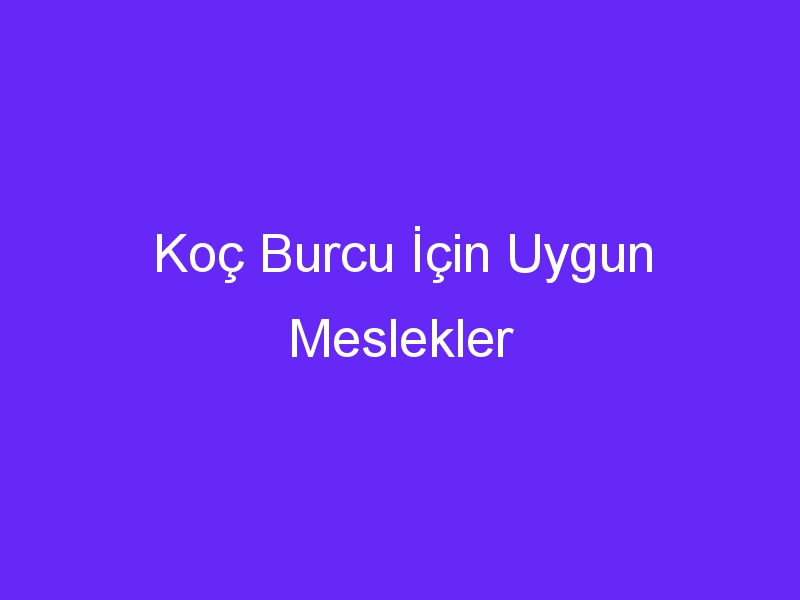 Koç Burcu İçin Uygun Meslekler