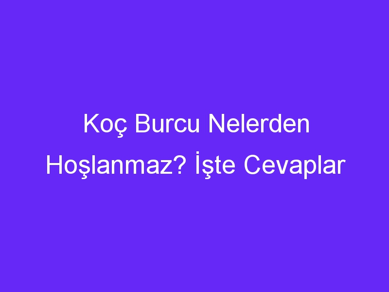 koc burcu nelerden hoslanmaz iste cevaplar 957