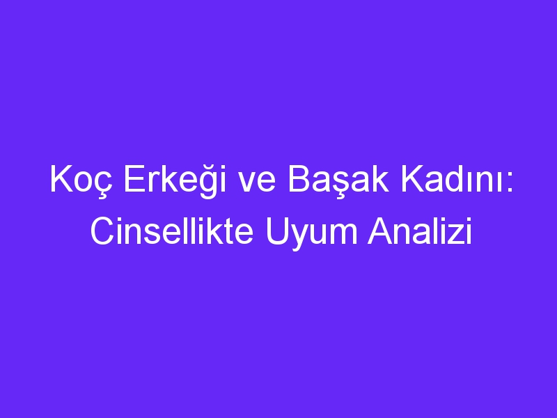 Koç Erkeği ve Başak Kadını: Cinsellikte Uyum Analizi