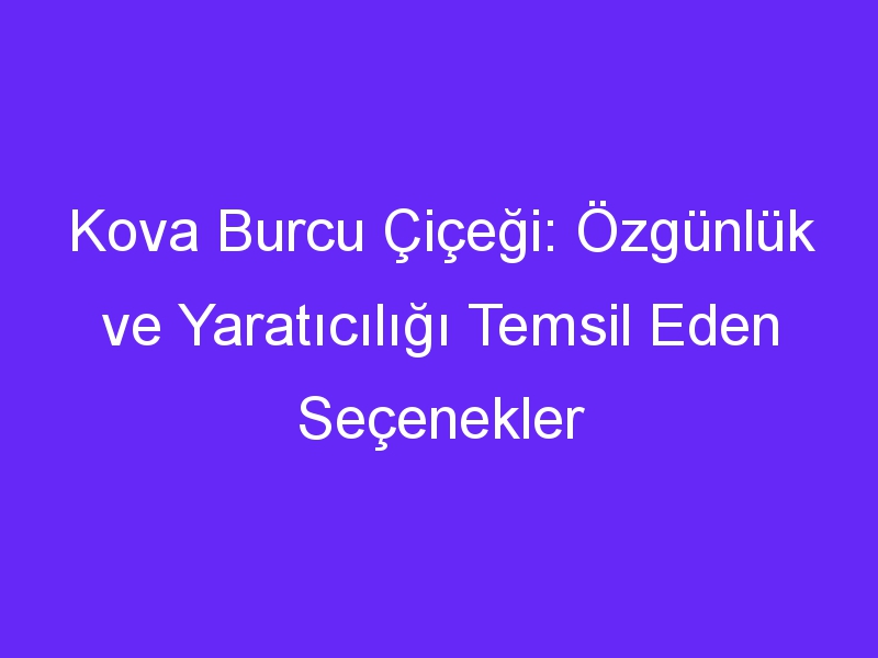 Kova Burcu Çiçeği: Özgünlük ve Yaratıcılığı Temsil Eden Seçenekler