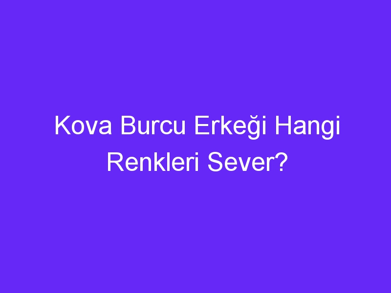 Kova Burcu Erkeği Hangi Renkleri Sever?