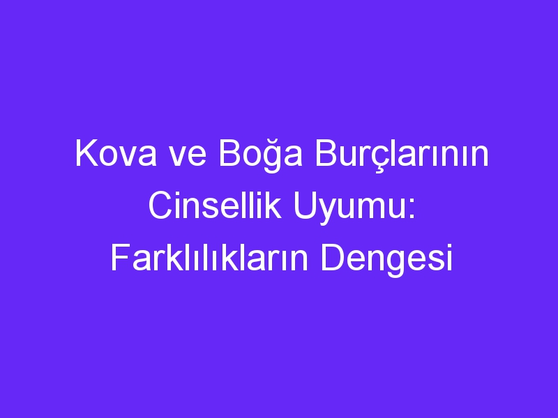 Kova ve Boğa Burçlarının Cinsellik Uyumu: Farklılıkların Dengesi