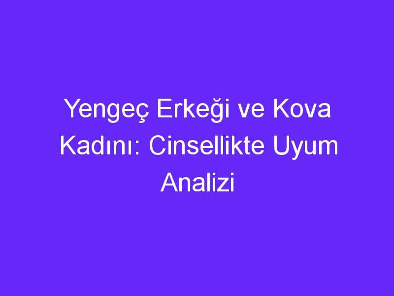 Yengeç Erkeği ve Kova Kadını: Cinsellikte Uyum Analizi