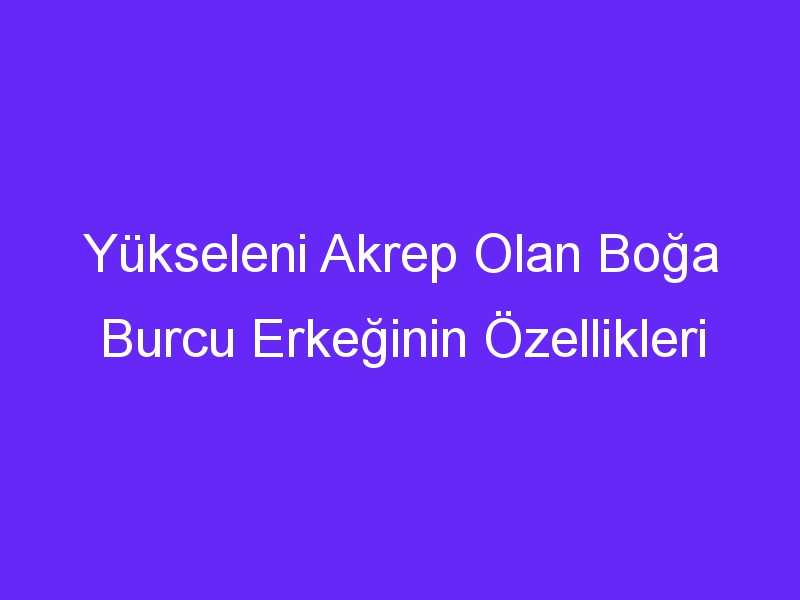 Yükseleni Akrep Olan Boğa Burcu Erkeğinin Özellikleri